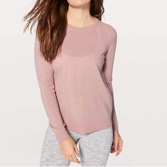 Lululemon Tied To You Misty Pink Sweater Size 10 Needs Hole Repaired - Picture 1 of 12